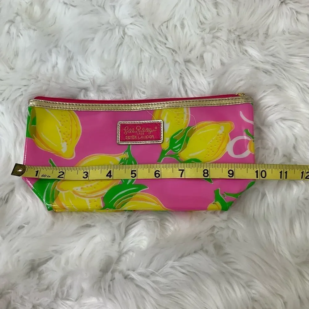 Lilly Pulitzer for Estee Lauder Pink Yellow Lemons Cosmetic Makeup Bag